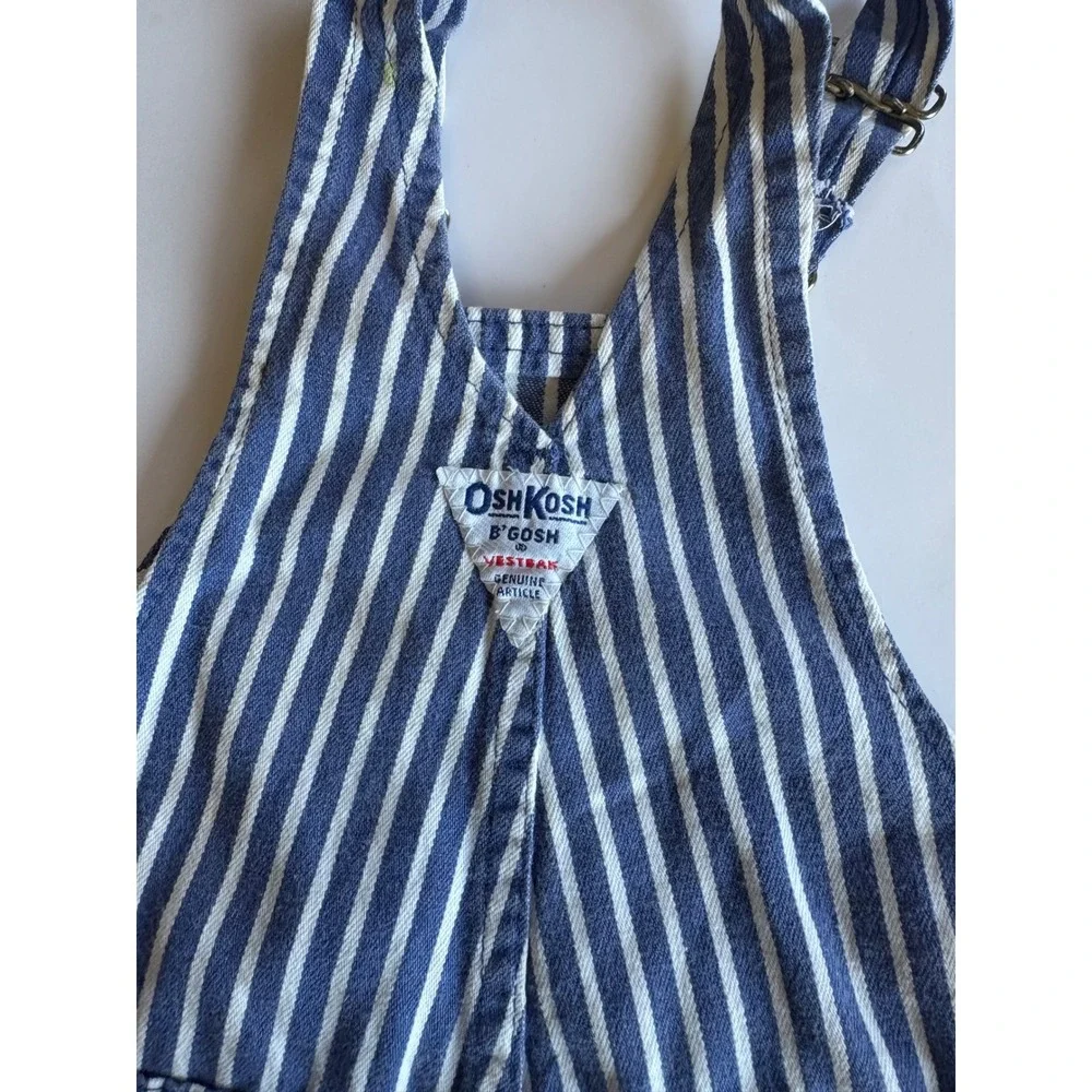 Vintage OshKosh Bgosh Baby Overalls Bundle Red Corduroy Hickory Stripe 12M USA